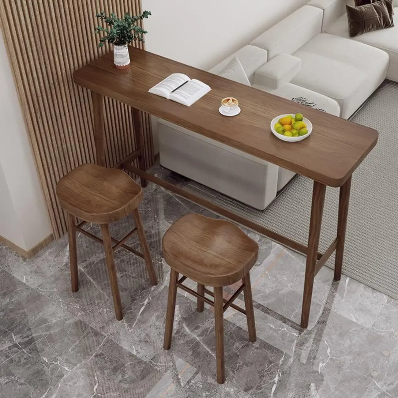 Rustic Brown Pine Trestle Bar Tables for Living Room