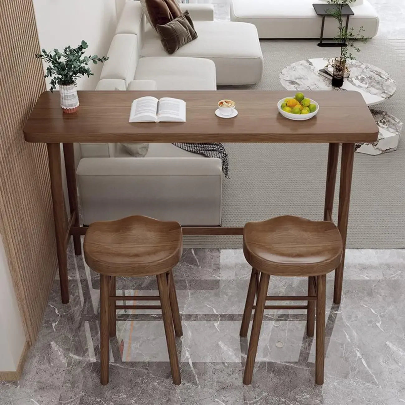 Rustic Brown Pine Trestle Bar Tables for Living Room