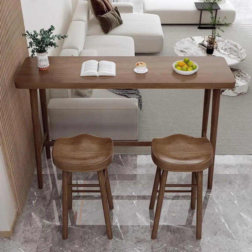 Rustic Brown Pine Trestle Bar Tables for Living Room