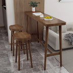 Rustic Brown Pine Trestle Bar Tables for Living Room