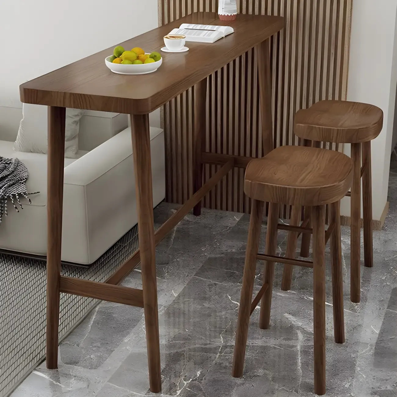 Rustic Brown Pine Trestle Bar Tables for Living Room