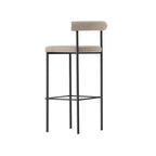 Modern Velour Upholstered Low Back Metal Frame Bar Stools