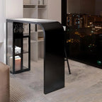 Modern White Stone Top Metal Bar Table with Storage