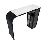 Modern White Stone Top Metal Bar Table with Storage