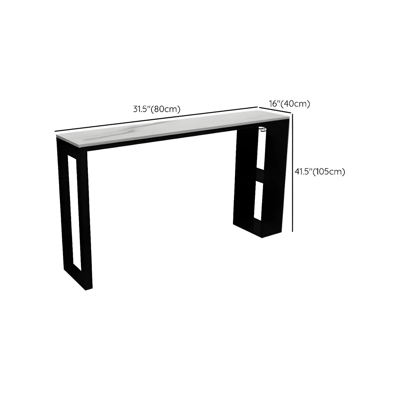 Modern Stone Top Metal Shelves Bar Table with Cup Holder