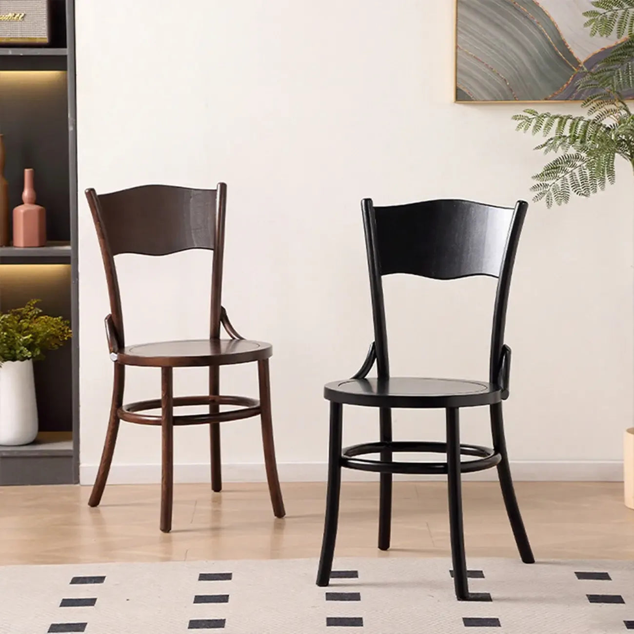 Mid-Century Modern Round Wood Dining Chair