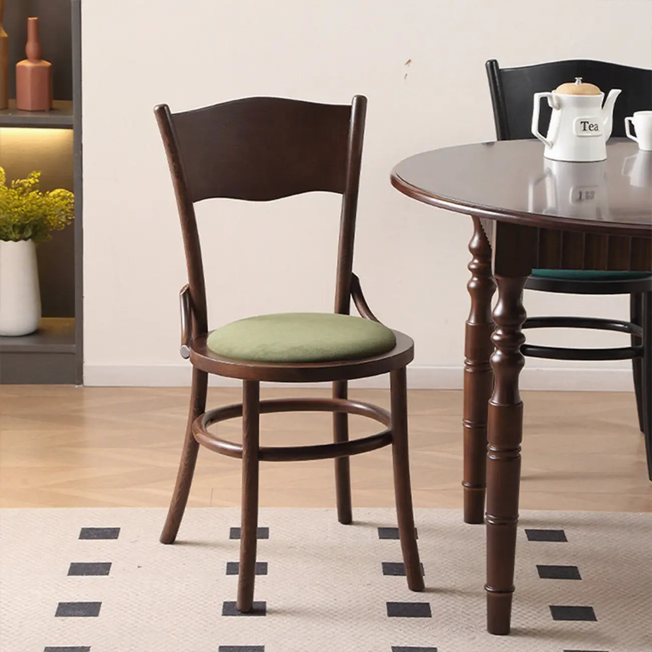 Mid-Century Modern Round Wood Dining Chair