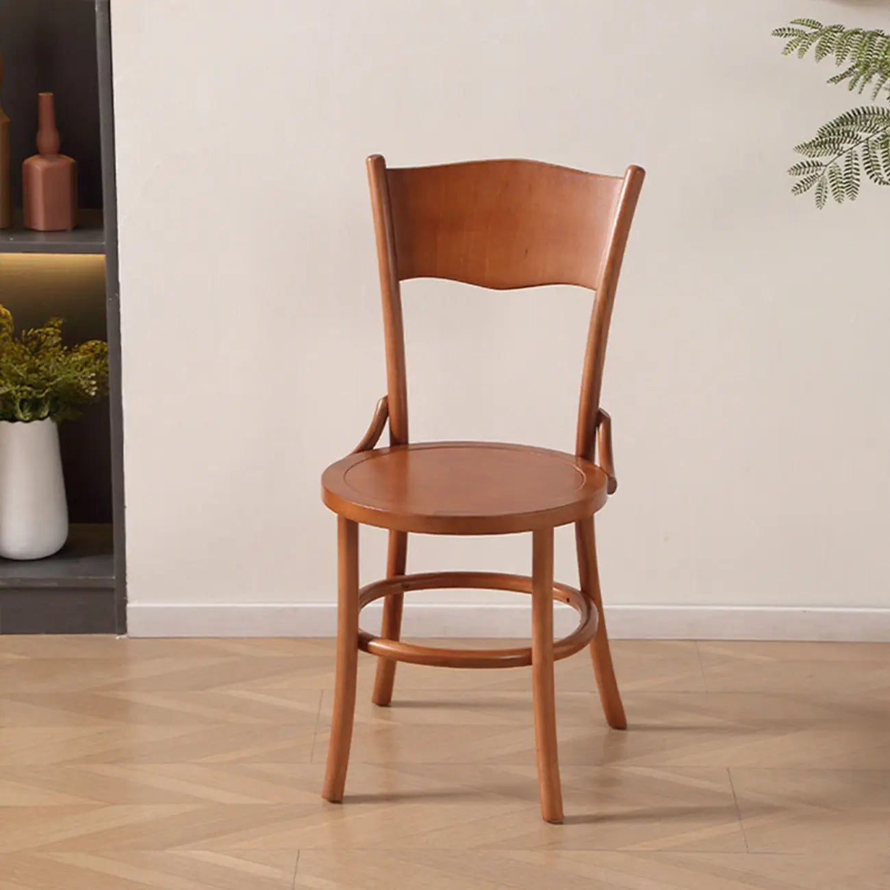 Mid-Century Modern Round Wood Dining Chair