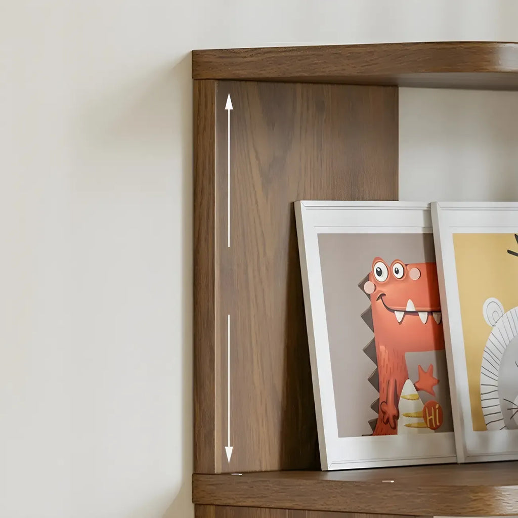 Modern L-Shaped Walnut Wood Open Back Corner Bookcase