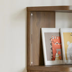 Modern L-Shaped Walnut Wood Open Back Corner Bookcase