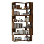 Modern L-Shaped Walnut Wood Open Back Corner Bookcase