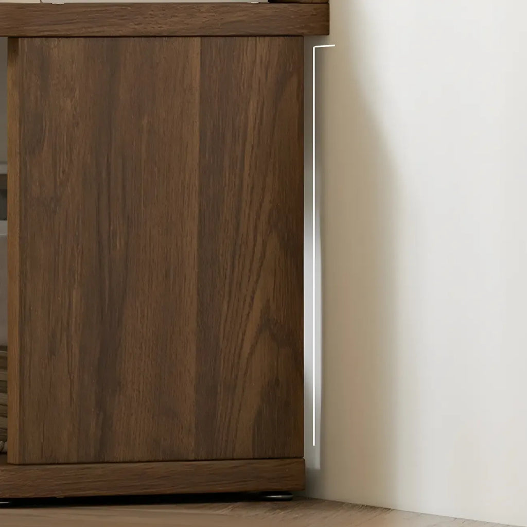 Modern L-Shaped Walnut Wood Open Back Corner Bookcase