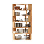 Modern L-Shaped Walnut Wood Open Back Corner Bookcase