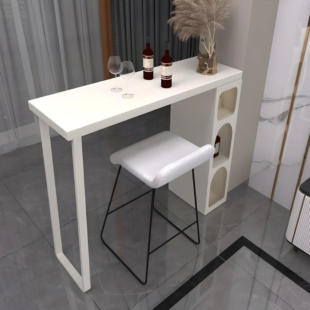 Modern White Metal Wood Three Storage Bar Tables