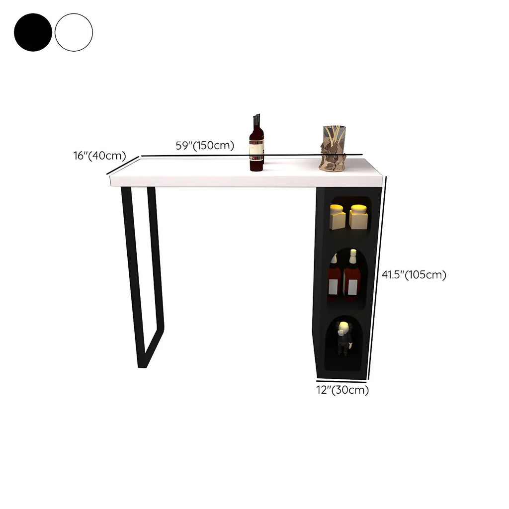 Modern White Metal Wood Three Storage Bar Tables