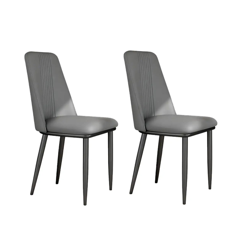 Modern Faux Leather Metal Frame Dining Chair Set of 2