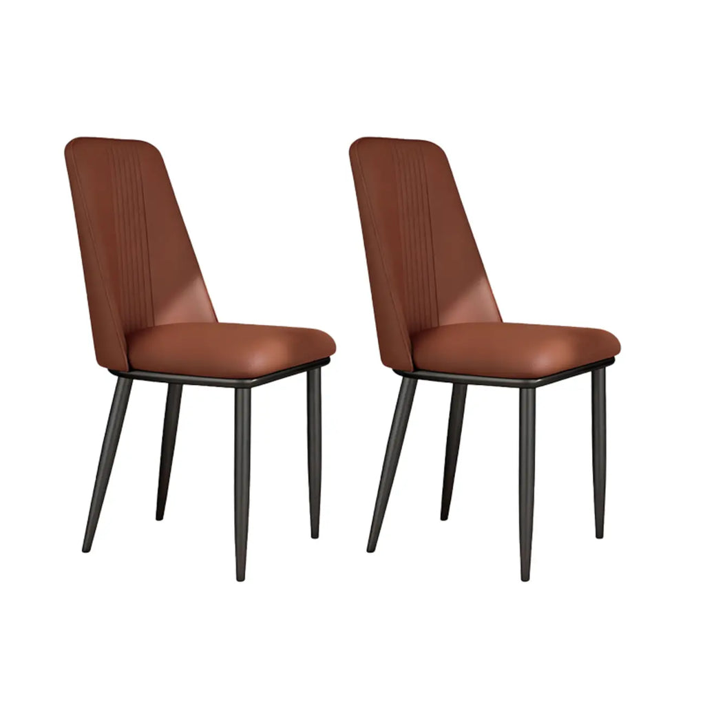 Modern Faux Leather Metal Frame Dining Chair Set of 2