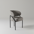 Contemporary Gray Upholstered Dining Chair Metal Frame