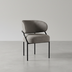 Contemporary Gray Upholstered Dining Chair Metal Frame