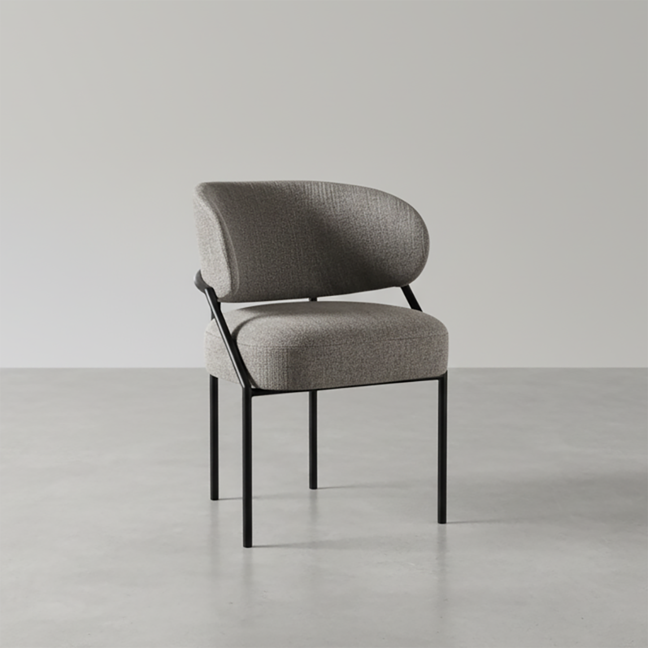 Contemporary Gray Upholstered Dining Chair Metal Frame