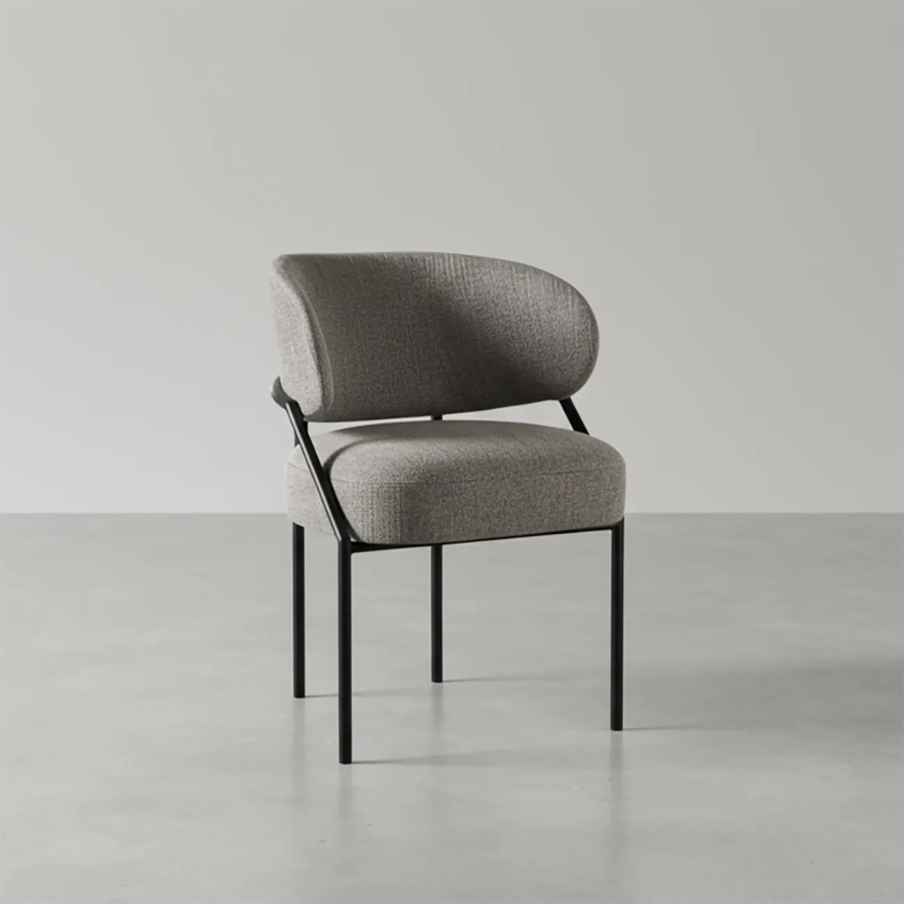 Contemporary Gray Upholstered Dining Chair Metal Frame