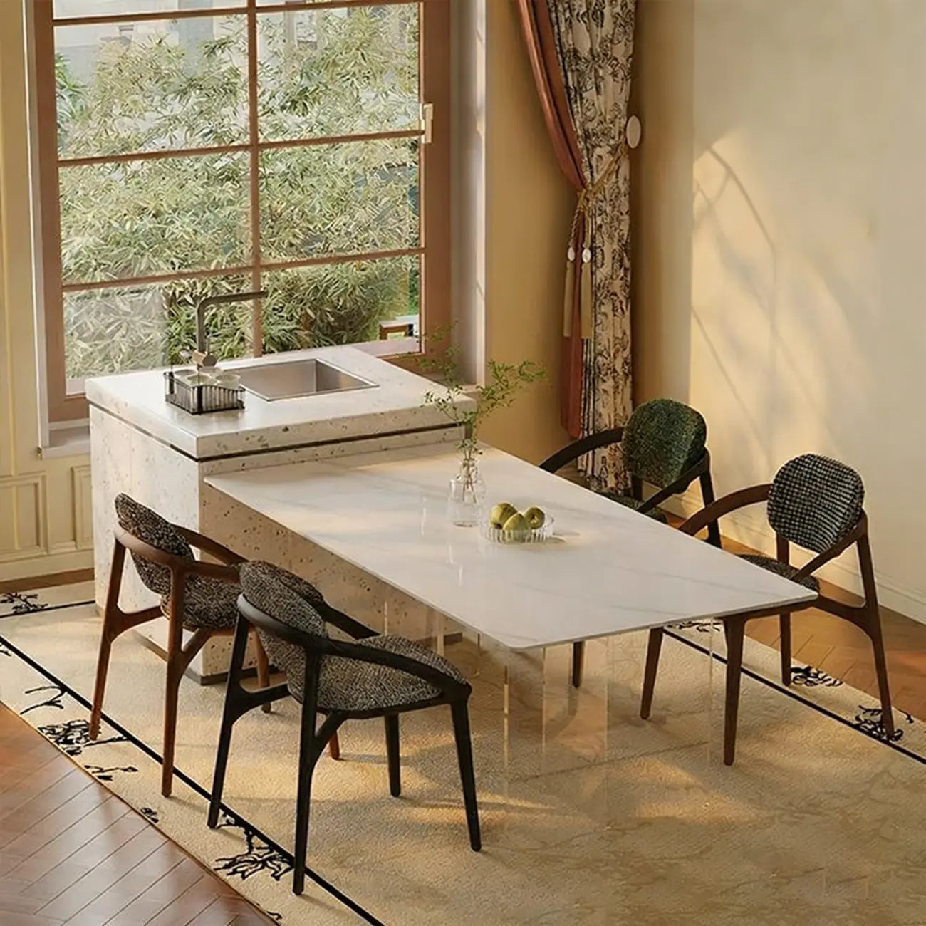 Mid-Century Modern Wooden Dining Chair with Arms