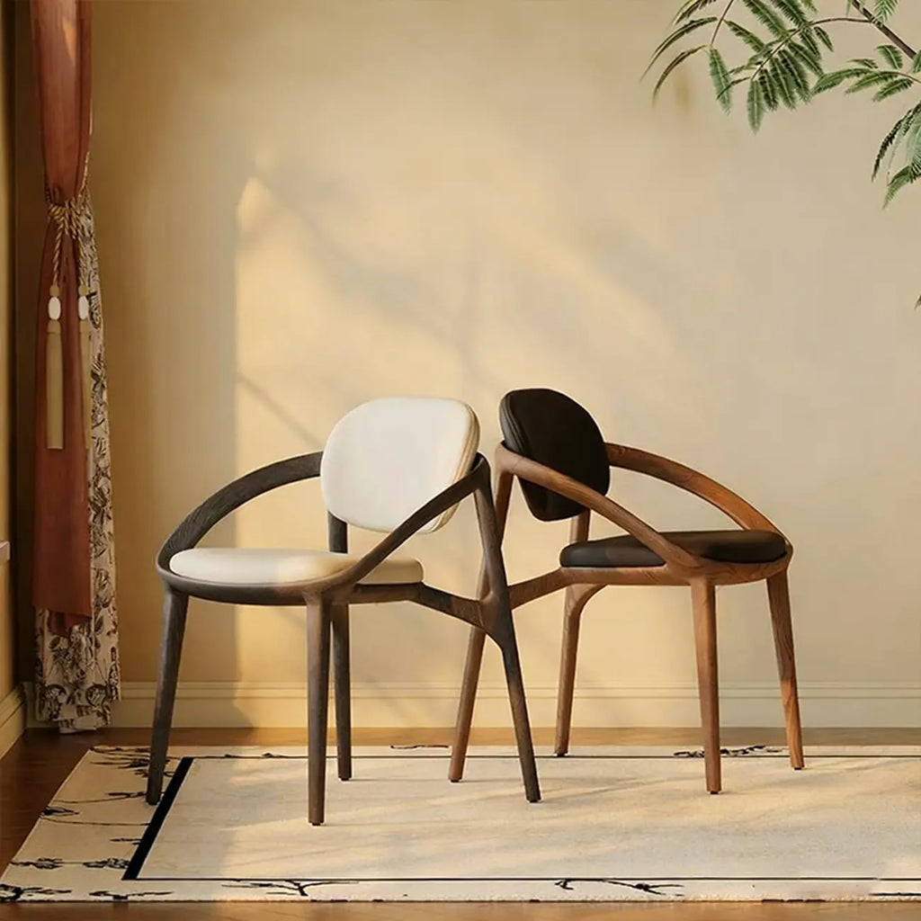 Mid-Century Modern Wooden Dining Chair with Arms