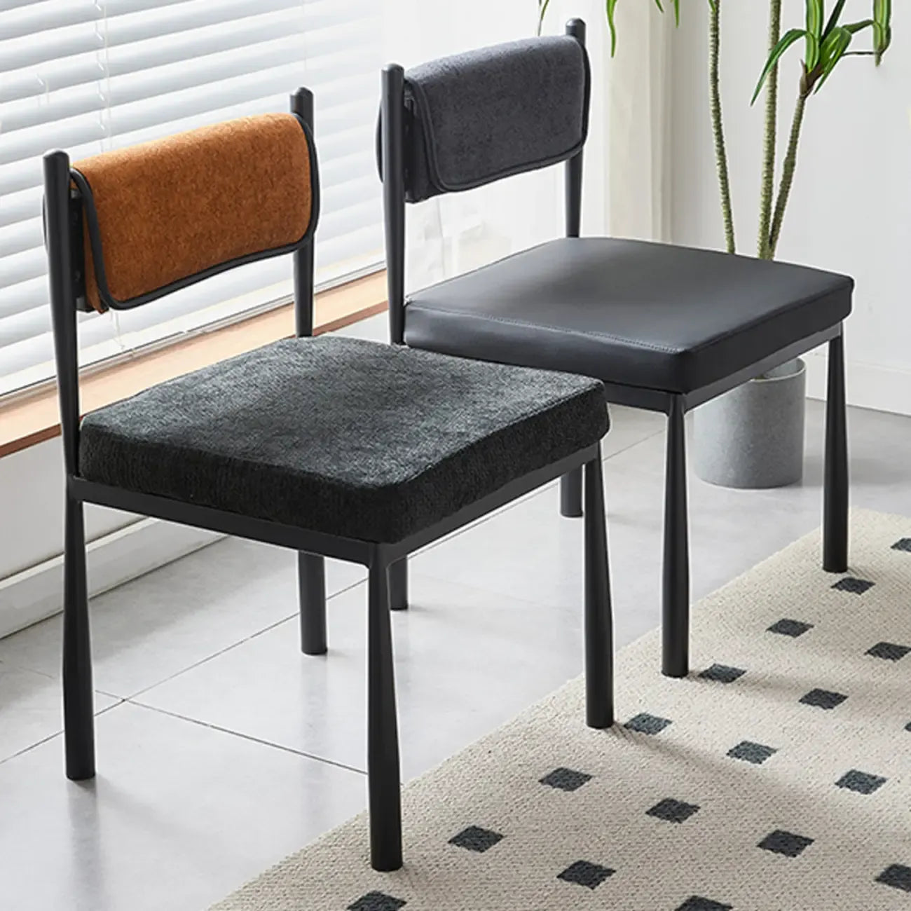 Mid-Century Modern Linen Upholstered Dining Chair