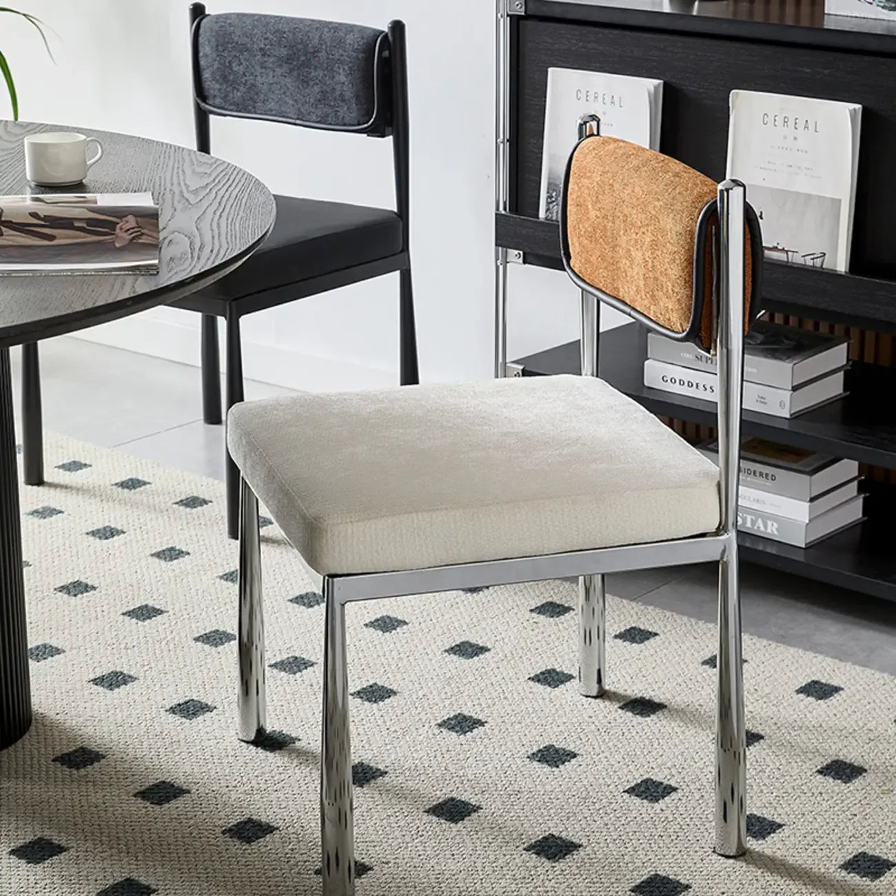 Mid-Century Modern Linen Upholstered Dining Chair