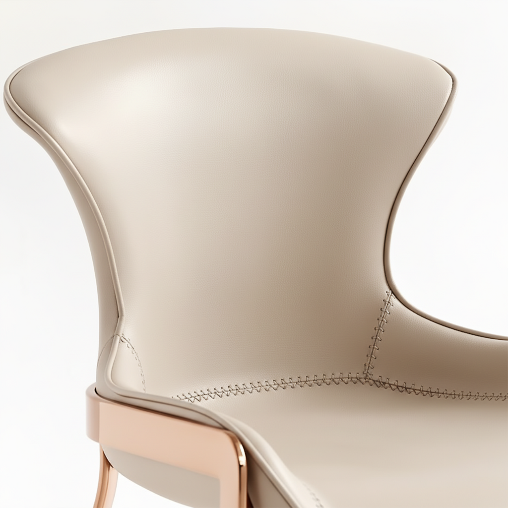 Glam Wingback Saddle Leather Dining Chairs Metal Legs