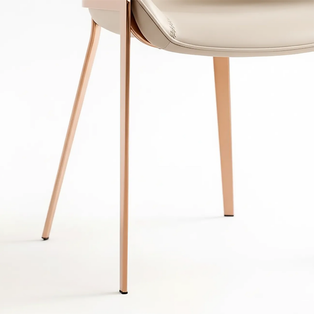 Glam Wingback Saddle Leather Dining Chairs Metal Legs