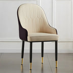 Contemporary Leather Armrest Dining Chair Curved Back