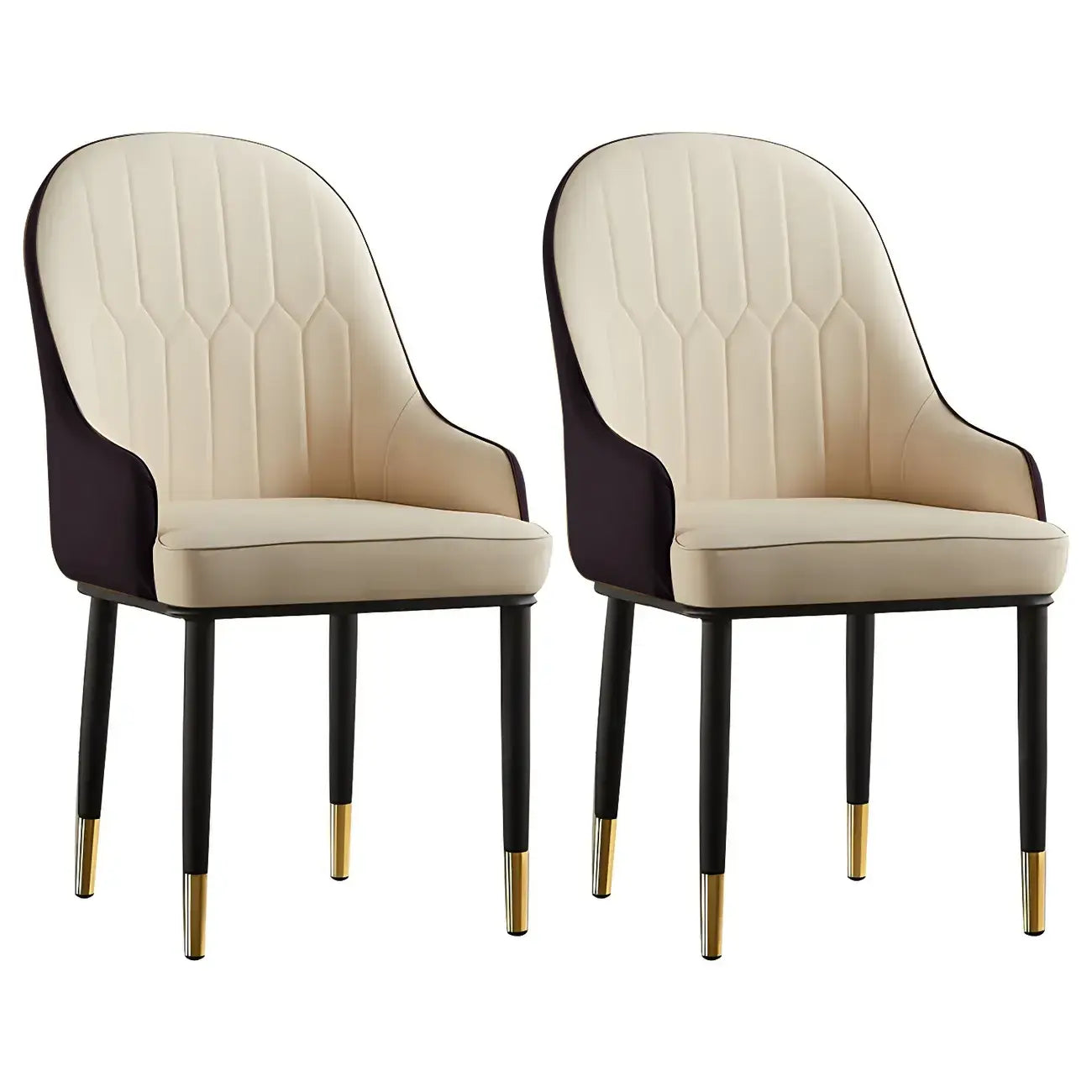 Contemporary Leather Armrest Dining Chair Curved Back