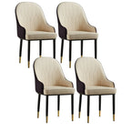 Contemporary Leather Armrest Dining Chair Curved Back