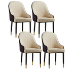 Contemporary Leather Armrest Dining Chair Curved Back