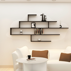 Minimalist Black Wood Geometric Wall-mounted Bookshelf