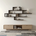 Minimalist Black Wood Geometric Wall-mounted Bookshelf