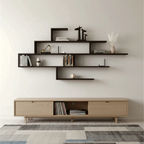 Minimalist Black Wood Geometric Wall-mounted Bookshelf