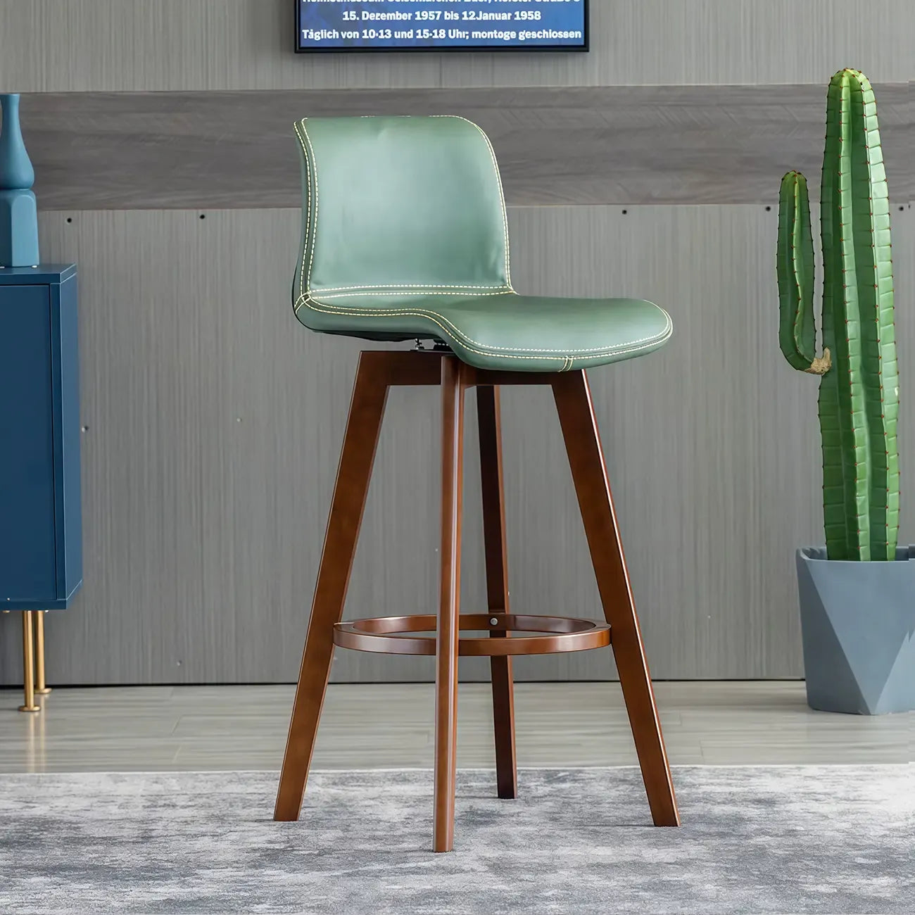 Saddle Leather Counter Height Low Back Swivel Bar Stools