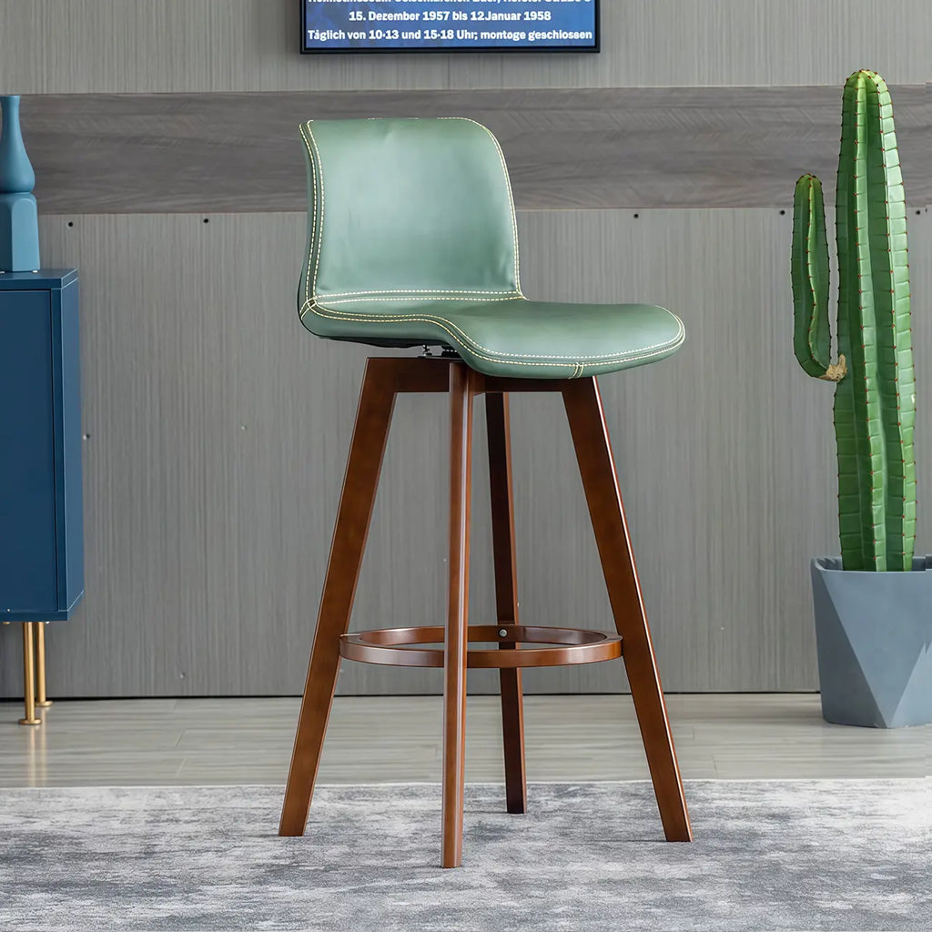 Saddle Leather Counter Height Low Back Swivel Bar Stools