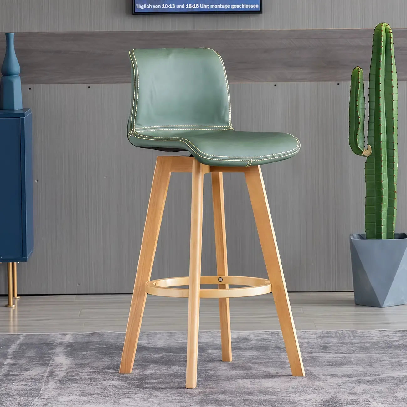 Saddle Leather Counter Height Low Back Swivel Bar Stools