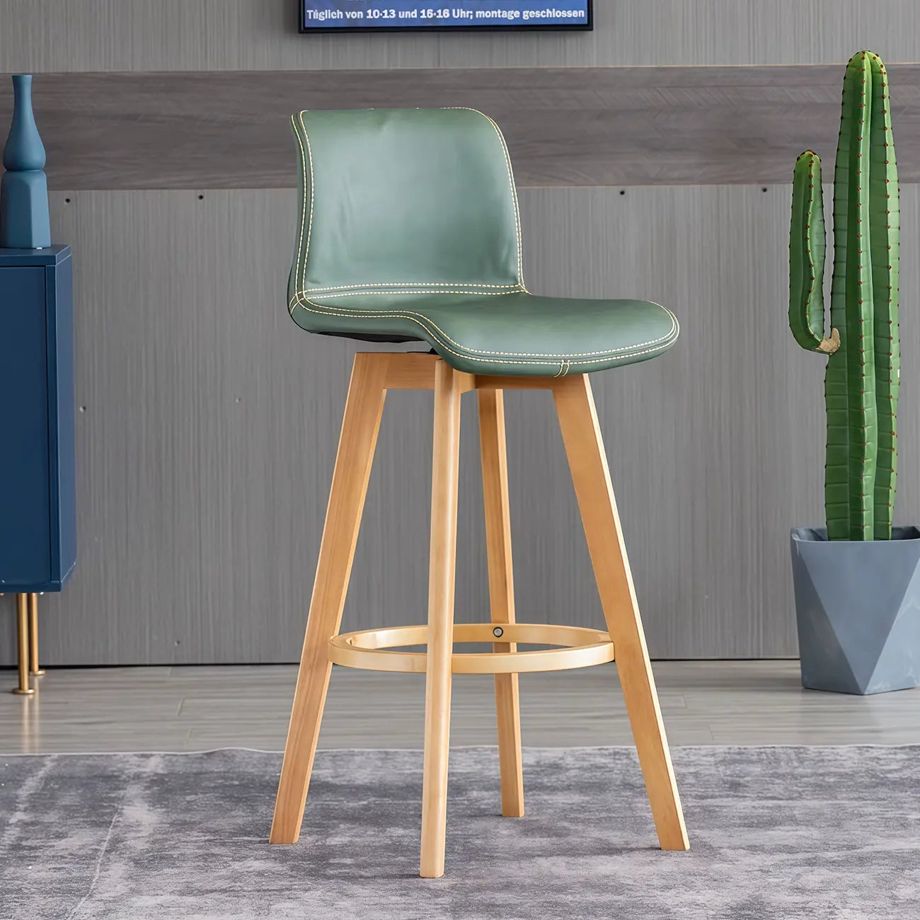 Saddle Leather Counter Height Low Back Swivel Bar Stools