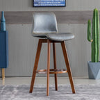 Saddle Leather Counter Height Low Back Swivel Bar Stools