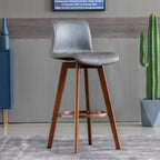 Saddle Leather Counter Height Low Back Swivel Bar Stools