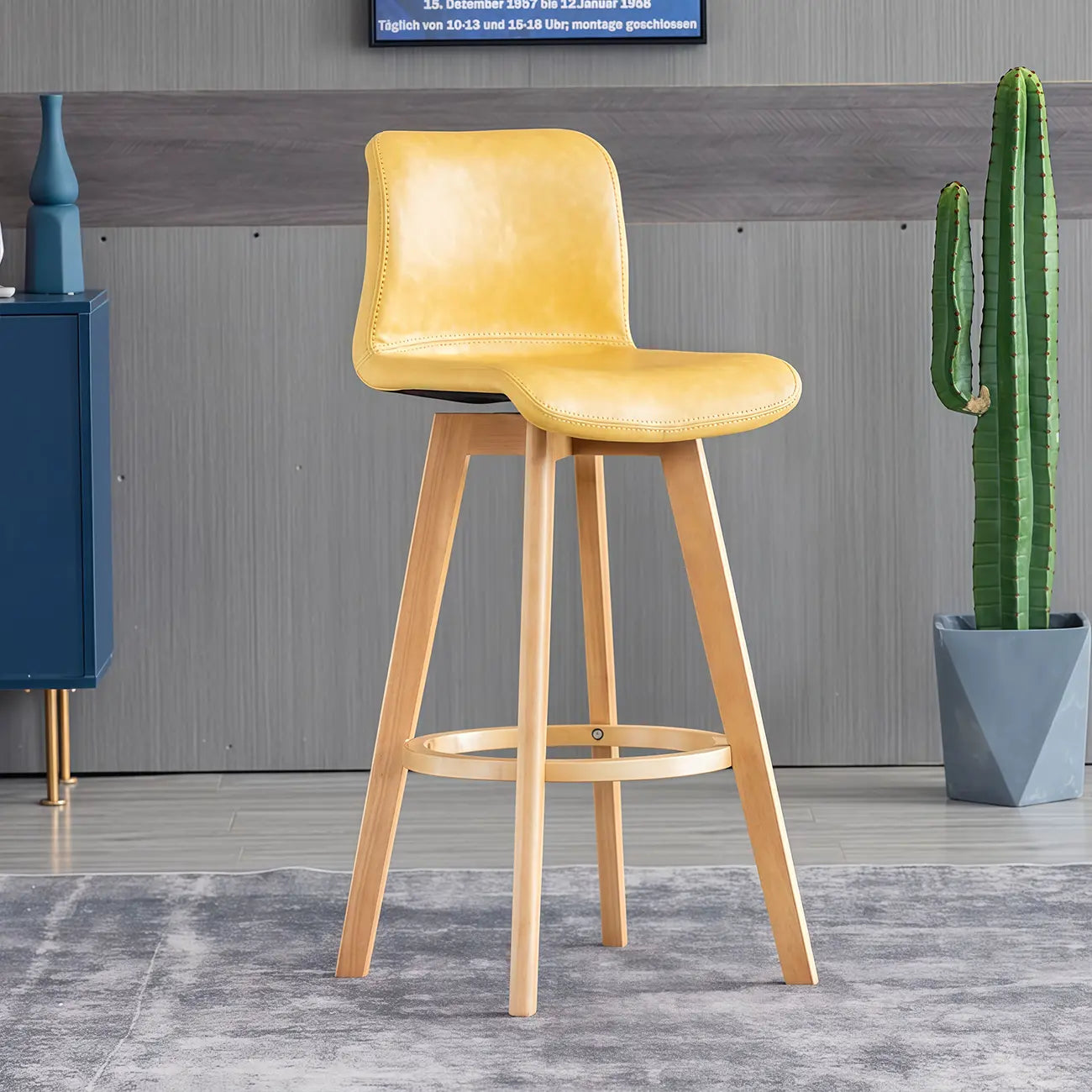 Saddle Leather Counter Height Low Back Swivel Bar Stools