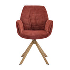 Red Swivel Modern Curved Back Fabric Arm Dining Chair