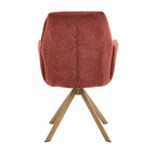 Red Swivel Modern Curved Back Fabric Arm Dining Chair