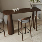 Mid-Century Modern Wood Faux Leather Bar Stool