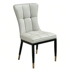 Armless Grey Tufted Leather High Back Dining Chair