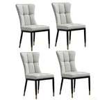 Armless Grey Tufted Leather High Back Dining Chair